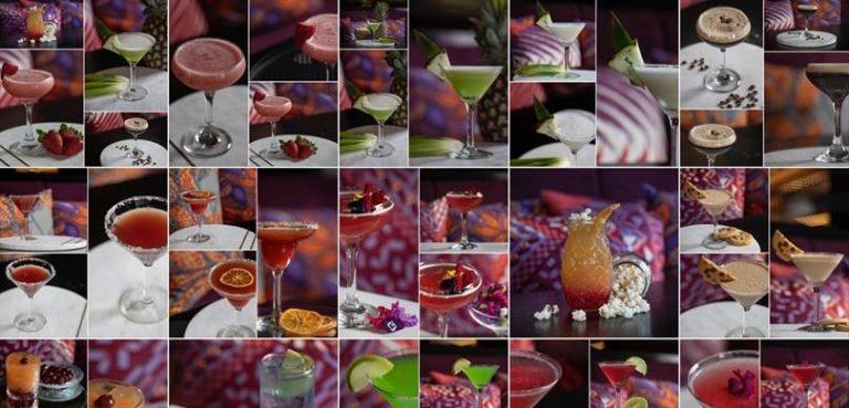 Drink design — selection of cocktails, mocktails, coffee, juices, and specialty beverages